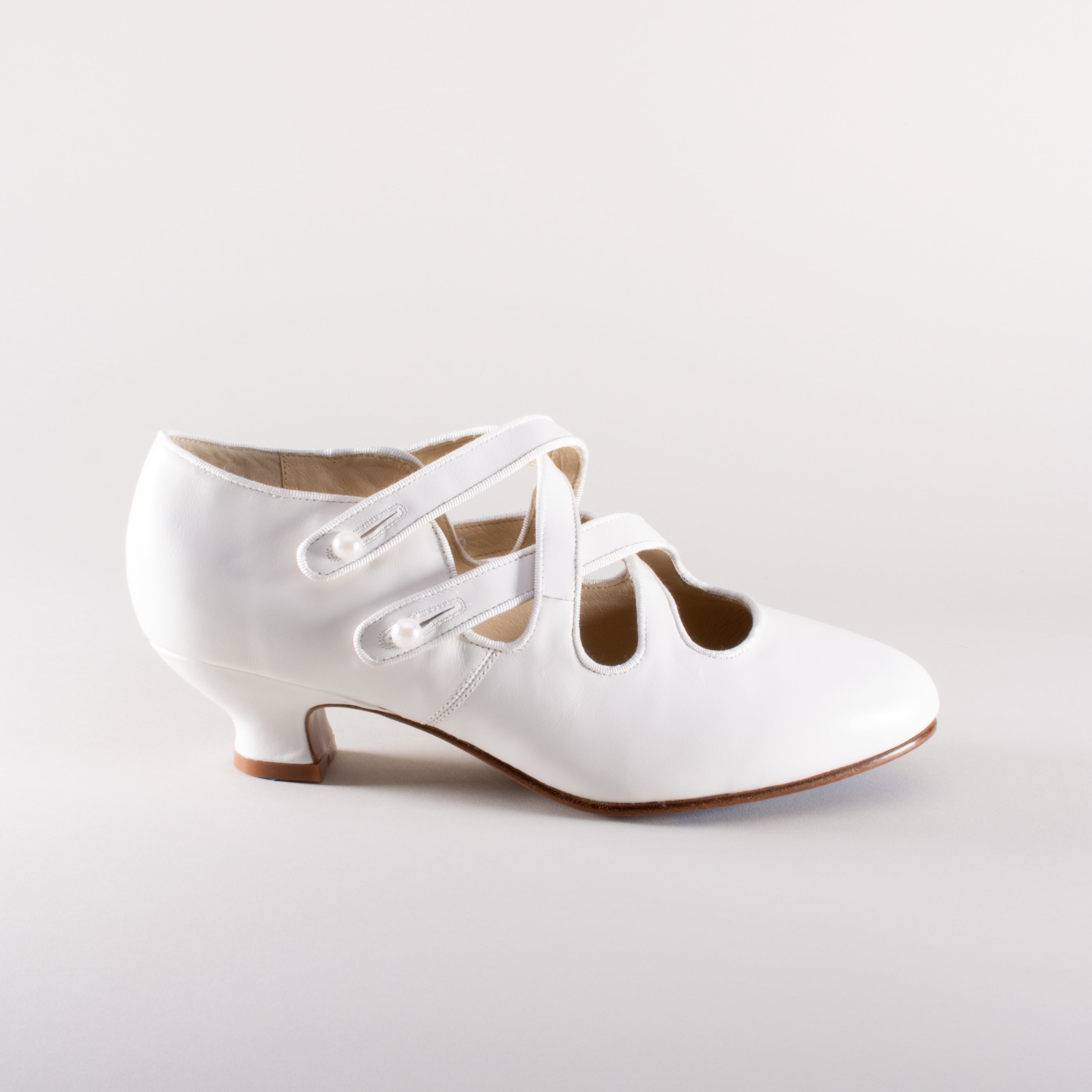Astoria Edwardian Leather Shoes (Soft Ivory)
